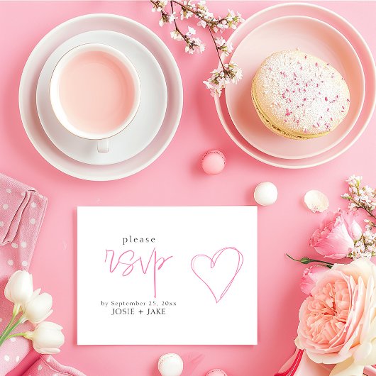 おもしろいピンクラブハートrsvpエンクロージャ エンクロージャーカード