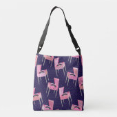 おもしろいピンクレトロレコードプレーヤーKitschy音楽パターン クロスボディバッグ (裏面)