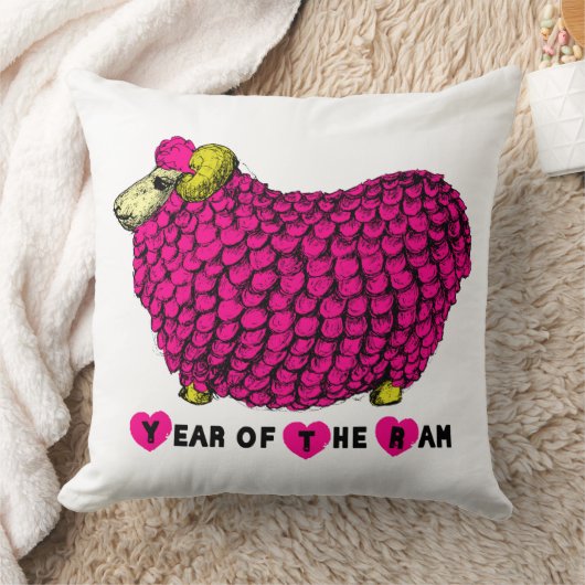 おもしろいピンク中国のラム年〔占星術の〕十二宮図スクエアP クッション (ブランケット)