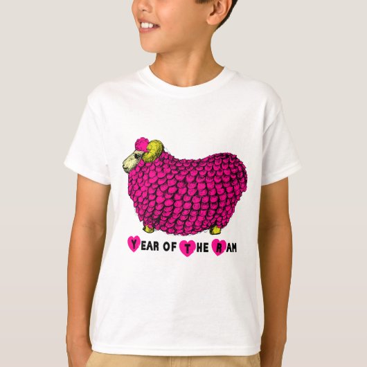 おもしろいピンク中国のラム新年〔占星術の〕十二宮図K汗 Tシャツ (正面)