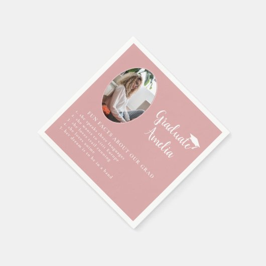 おもしろいピンク写真卒業の事実 スタンダードカクテルナプキン (角)