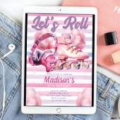 おもしろいピンク水色ローラブレード誕生日 招待状