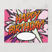 おもしろいピンク漫画ブックハッピーバースデー ポストカード (正面)