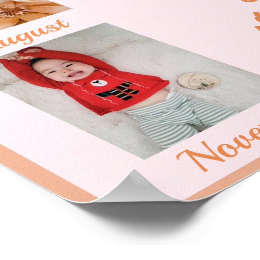 おもしろいピンク第2誕生日毎月の写真 ポスター (角)