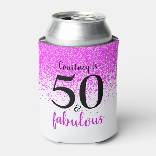 おもしろいピンク紙吹雪50と素晴らしい名前をカスタムする 缶クーラー (缶正面)