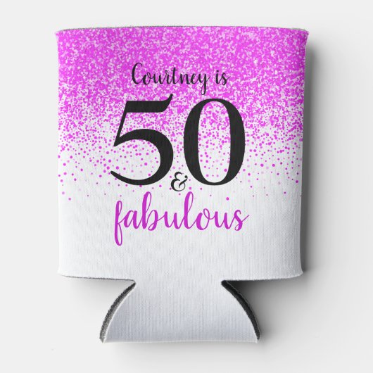 おもしろいピンク紙吹雪50と素晴らしい名前をカスタムする 缶クーラー (正面)