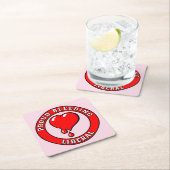 おもしろいピンク赤血ハートアー自由主義のト スクエアペーパーコースター (インサイチュ)