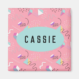 おもしろいピンク1990sスローバックグラフィックス マグネット