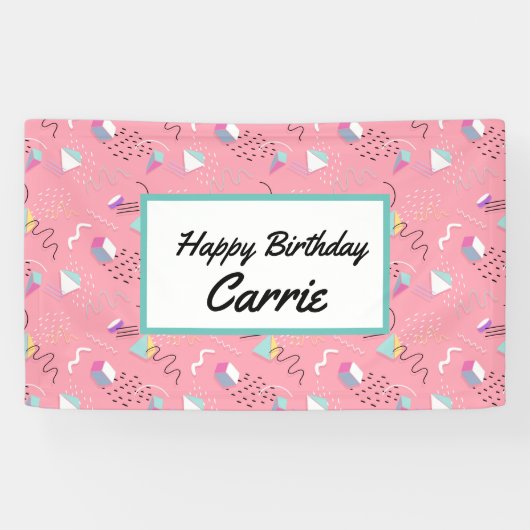 おもしろいピンク1990sスローバックグラフィックス 横断幕 (横)