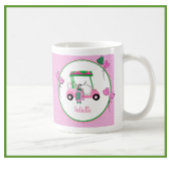 おもしろいピンク&グリーンゴルフテーマ パーソナライズされた コーヒーマグカップ