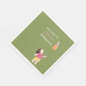 おもしろいピンク&グリーン誕生日キッズガールピクニック スタンダードランチョンナプキン (角)