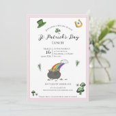 おもしろいピンク&グリーンSt patricks dayランチ 招待状 (スタンド正面)