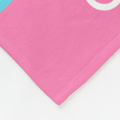 おもしろいピンク&ティール(緑がかった色)恐竜パターン フリースブランケット (角)