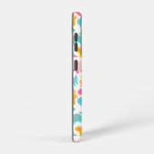 おもしろいピンク&ティール（緑がかった色）恐竜パターン SAMSUNG GALAXYケース (右側面)