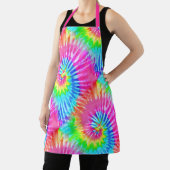 おもしろいピンク&ブルーサイケデリックガーリー絞り染めレトロ エプロン (インサイチュ)