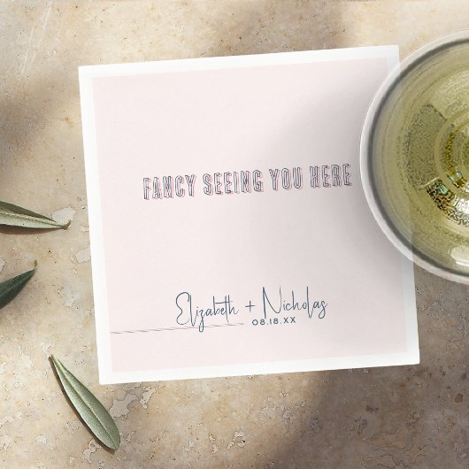 おもしろいピンク&ブルー結婚ズナプキン スタンダードカクテルナプキン