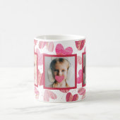 おもしろいピンク&赤いハート&写真 コーヒーマグカップ (中央)