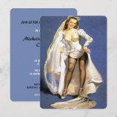 おもしろいピンナップ・ブライド・ランジェリー・シャワー 招待状 (正面/裏面)