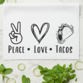 おもしろいピースラブタコス キッチンタオル (折り畳み)