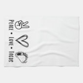 おもしろいピースラブタコス キッチンタオル (横)