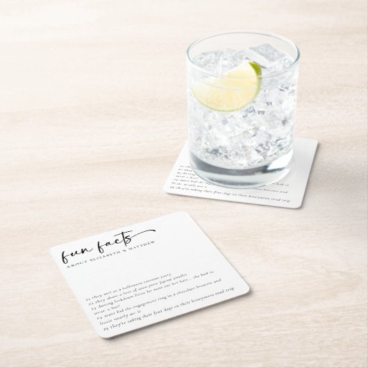 おもしろいファクトのミニマル結婚リストスクリプト スクエアペーパーコースター (インサイチュ)