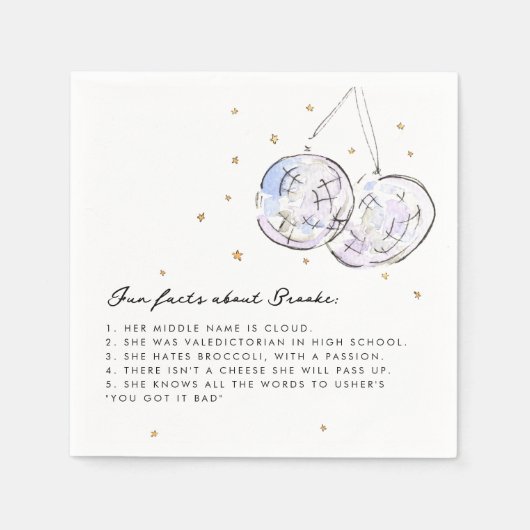 おもしろいファクトウォーターカラーディスコボールバースデーパーティー スタンダードカクテルナプキン (正面)