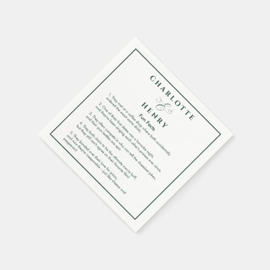 おもしろいファクトエメラルドグリーン結婚ズ スタンダードカクテルナプキン (角)