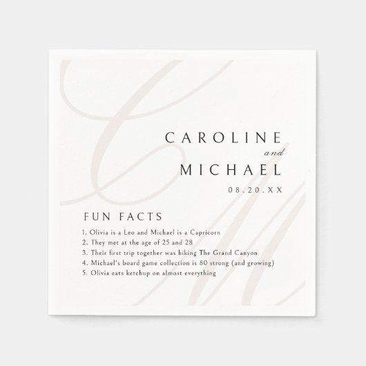 おもしろいファクトクラシックズエレガンス書道モノグラム スタンダードカクテルナプキン (正面)