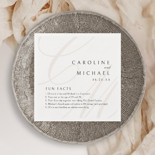 おもしろいファクトクラシックズエレガンス書道モノグラム スタンダードカクテルナプキン