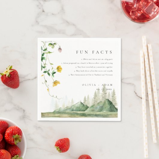 おもしろいファクトズマウンテンフォレストボホワイルドフラワー結婚ズ スタンダードカクテルナプキン (インサイチュ)