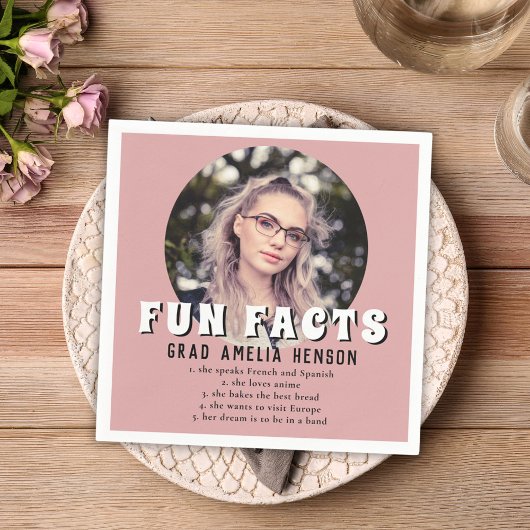 おもしろいファクトダスティピンク大学院写真卒業 スタンダードカクテルナプキン