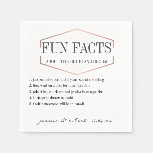 おもしろいファクトバラ金ゴールドパーソナライズされた紙ナプキン スタンダードカクテルナプキン (正面)