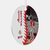 おもしろいファクトパーソナライズされたフォトソフトボール野球 メタルオーナメント (正面右)