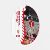 おもしろいファクトパーソナライズされたフォトソフトボール野球 メタルオーナメント (正面左)