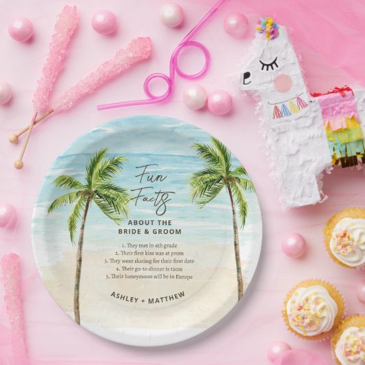 おもしろいファクトビーチ結婚式ブライダルシャワー紙プレート ペーパープレート (パーティー)
