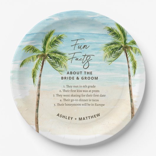 おもしろいファクトビーチ結婚式ブライダルシャワー紙プレート ペーパープレート (正面)