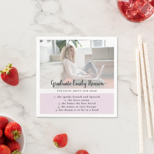 おもしろいファクトピンク大学院写真卒業パーティー スタンダードカクテルナプキン (インサイチュ)