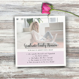 おもしろいファクトピンク大学院写真卒業パーティー スタンダードカクテルナプキン