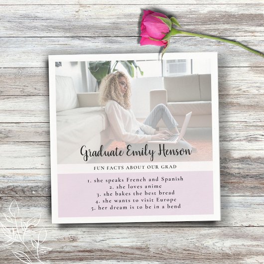 おもしろいファクトピンク大学院写真卒業パーティー スタンダードカクテルナプキン