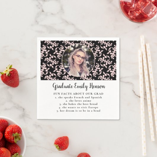 おもしろいファクトピンク・ロココ大学院写真卒業 スタンダードカクテルナプキン (インサイチュ)