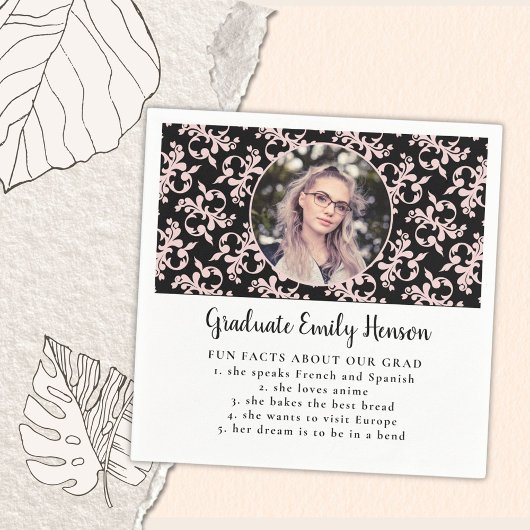 おもしろいファクトピンク・ロココ大学院写真卒業 スタンダードカクテルナプキン