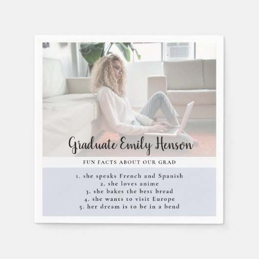 おもしろいファクトブルー大学院写真修了会 スタンダードカクテルナプキン (正面)