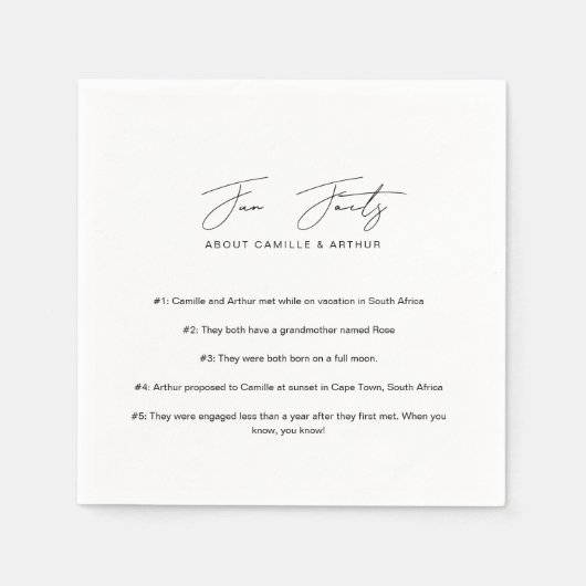 おもしろいファクトミニマリストのスクリプト紙ナプキン スタンダードカクテルナプキン (正面)