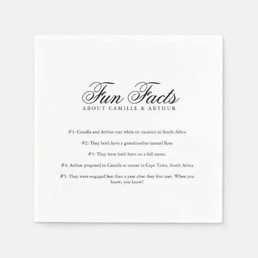 おもしろいファクトミニマリストモノグラムスクリプトペーパーナプキン スタンダードカクテルナプキン (正面)