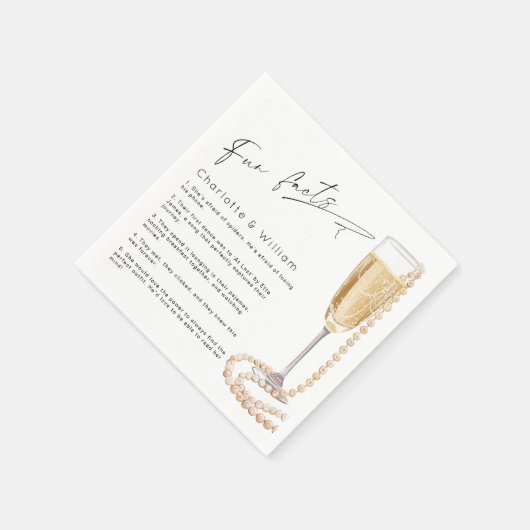 おもしろいファクトミニマル真珠とプロセッコブライダル スタンダードカクテルナプキン (角)