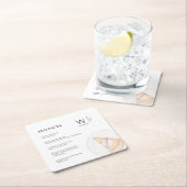 おもしろいファクトモダンイニシャルパンプキンパイサンクスギビング スクエアペーパーコースター (インサイチュ)