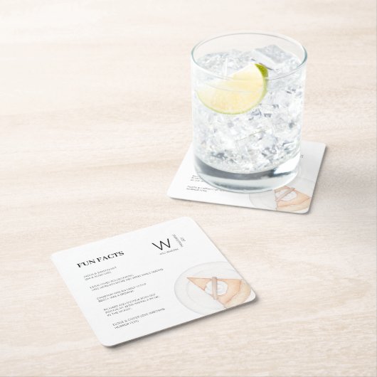 おもしろいファクトモダンイニシャルパンプキンパイサンクスギビング スクエアペーパーコースター (インサイチュ)