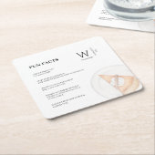 おもしろいファクトモダンイニシャルパンプキンパイサンクスギビング スクエアペーパーコースター (アングル)