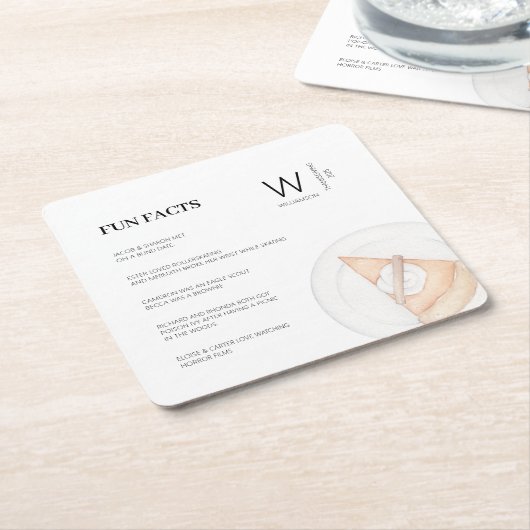 おもしろいファクトモダンイニシャルパンプキンパイサンクスギビング スクエアペーパーコースター (アングル)