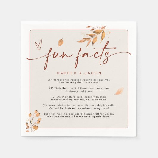 おもしろいファクトモダンシックミニマル秋の結婚式 スタンダードカクテルナプキン (正面)